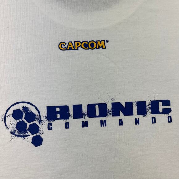 Vintage Capcom Bionic Commando T-Shirt Adult Medium White Pop Goes Dictator Game - Picture 6 of 10